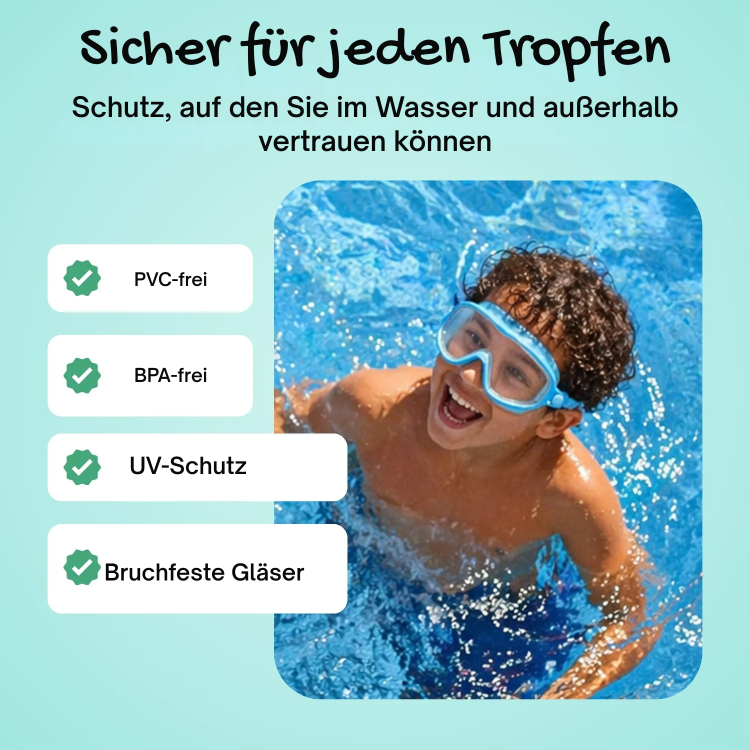 PawLi Schwimmbrille mit Clip-Befestigung